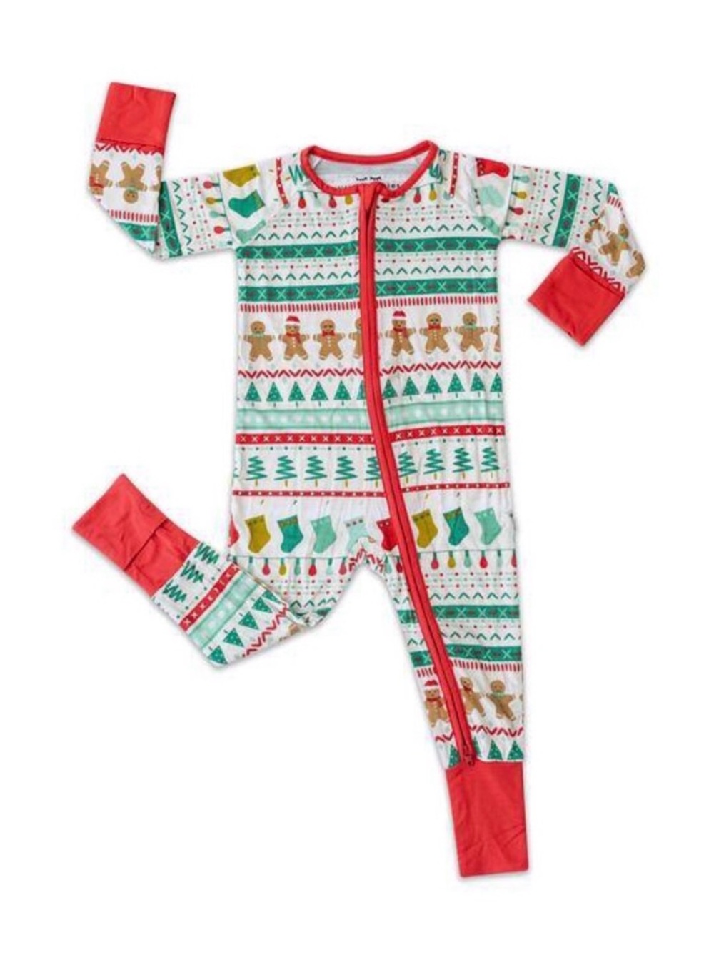 Little Sleepies Gingerbread Holiday Fair Isle bamboo zippy sleeper, 12-18 months